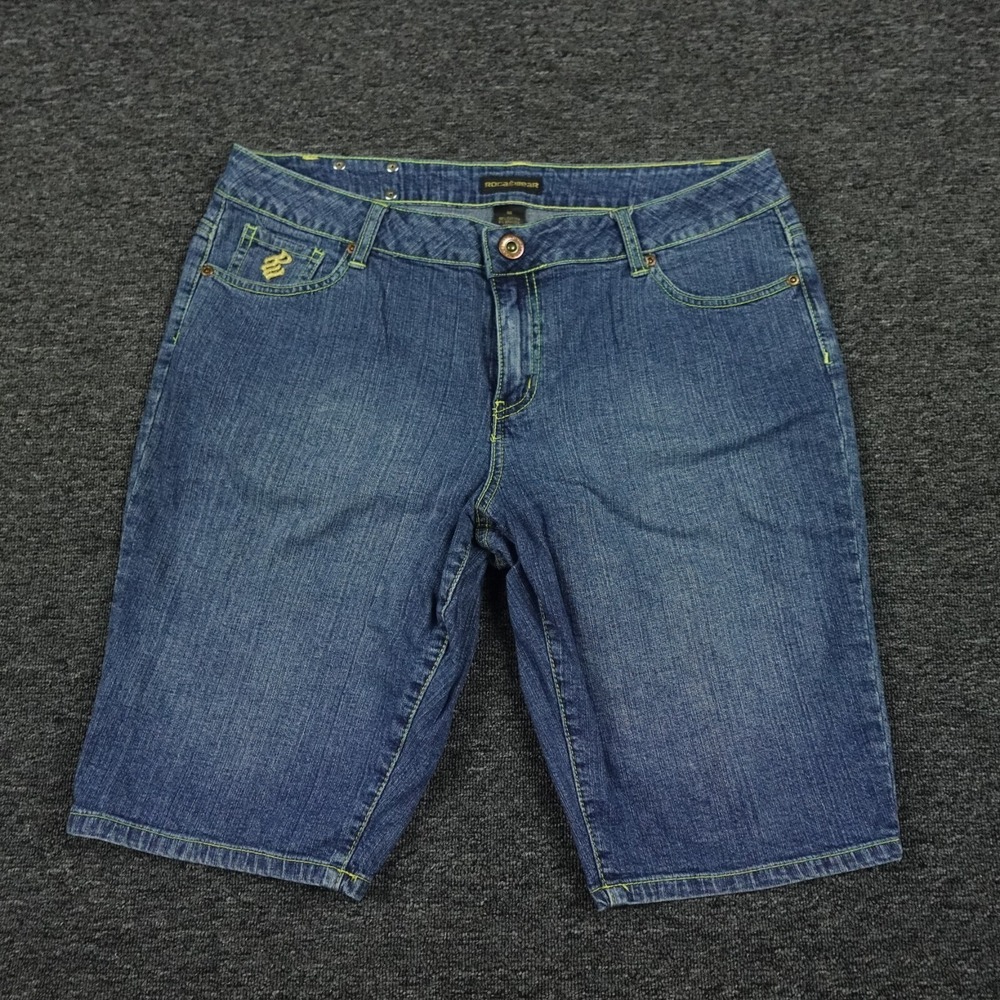 Rocawear Shorts Womens 16 Blue Denim Jean Vintage Outdoors Casual Ladies‎